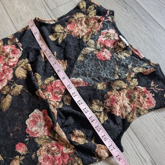 Rave Y2K Lace Vintage Crop Floral Top Size XL - Picture 6 of 7